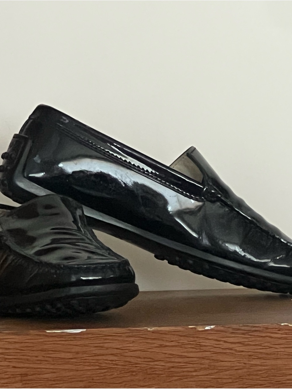 Tod's Black Patent Leather Women's Driving Loafers